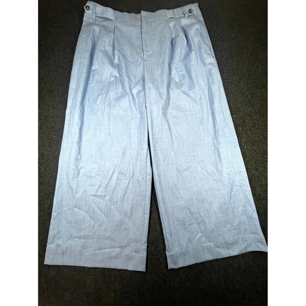 Free Assembly Cropped Pants Mens XL 16-18 Sky Blue Stretch High Rise Wide Leg